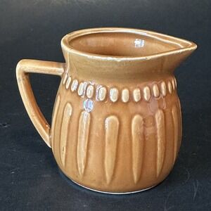 Vintage Stoneware Pottery Creamer 2.5" Small pitcher, Western Glazed farmhouse